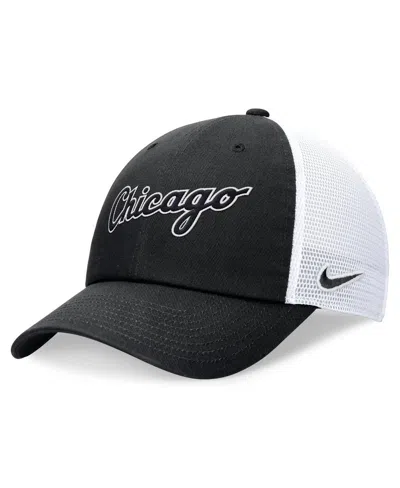 Nike Men's  Black Chicago White Sox Evergreen Wordmark Trucker Adjustable Hat