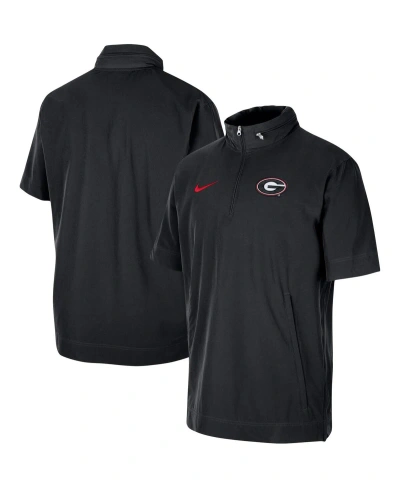 Nike Men's  Black Georgia Bulldogs Coaches Half-zip Short Sleeve Jacket