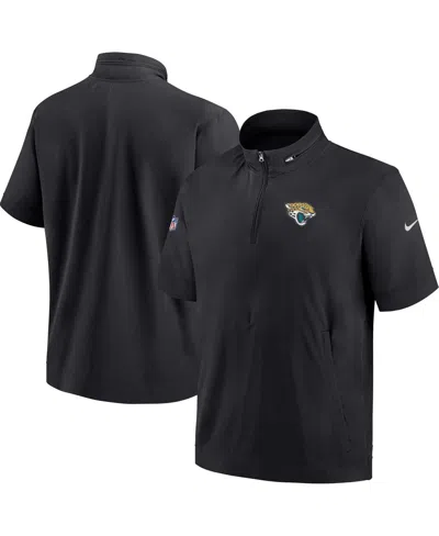 Nike Men's  Black Jacksonville Jaguars Sideline Coach Short Sleeve Hoodie Quarter-zip Jacket