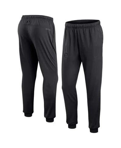 NIKE MEN'S NIKE BLACK MILWAUKEE BREWERS AUTHENTIC COLLECTION TRAVEL PERFORMANCE PANTS