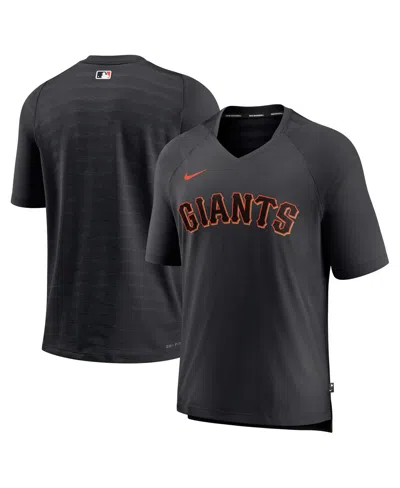 Nike Men's  Black San Francisco Giants Authentic Collection Pregame Raglan Performance V-neck T-shirt