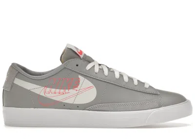 Pre-owned Nike Men's  Blazer Low Print Sneakers In Wolf Grey/sail/bright Crimson