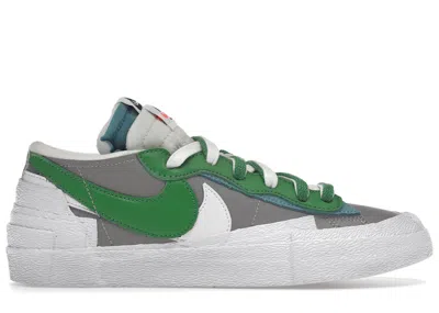 Pre-owned Nike Men's  Blazer Low Sacai Sneakers In Medium Grey/classic Green/white In Multi