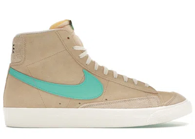 Pre-owned Nike Men's  Blazer Mid 77 Light Aqua Sneakers In Desert Ore/sail/black
