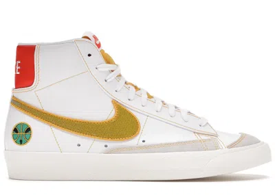 Pre-owned Nike Men's  Blazer Mid 77 Raygun Sneakers In White/orange/yellow