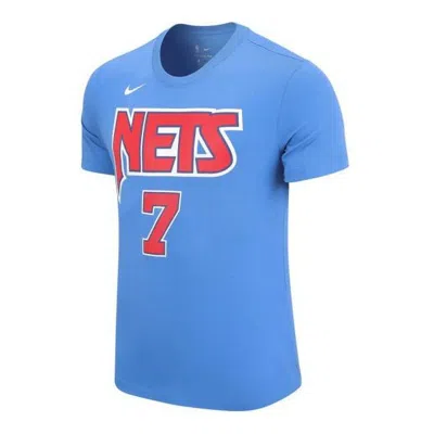 Nike Men's  Brooklyn Nets Durant Classic Athleisure Casual Sports Short Sleeve Blue T-shirt