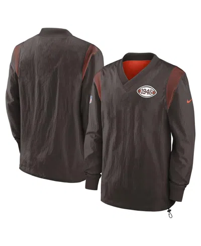 Nike Men's  Brown Cleveland Browns Sideline Team Id Reversible Pullover Windshirt