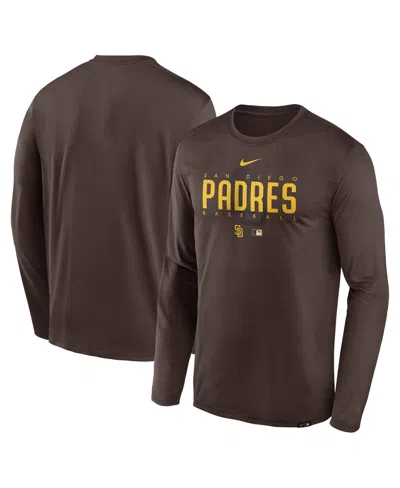 Nike Men's  Brown San Diego Padres Authentic Collection Team Logo Legend Performance Long Sleeve T-sh