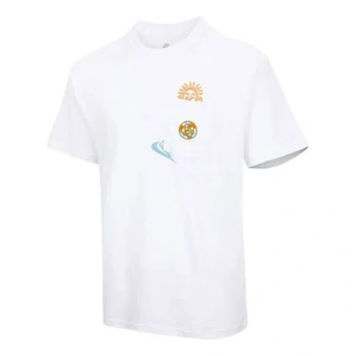 Nike Men's  Cartoon Pattern Printing Round Neck Short Sleeve White T-shirt
