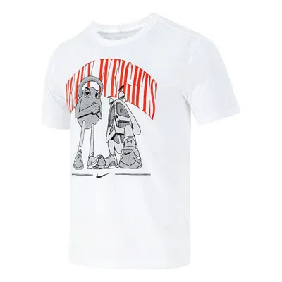 Nike Men's  Cartoon Printing Sports Round Neck Short Sleeve White T-shirt