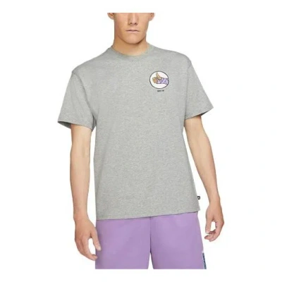 Nike Men's  Casual Sports Printing Skateboard Short Sleeve Gray T-shirt