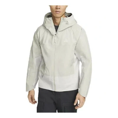 Nike Men's  Casual Waterproof Hooded Long Sleeves Jacket Light Gray In White