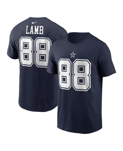 Nike Men's  Ceedee Lamb Navy Dallas Cowboys Player Name And Number T-shirt