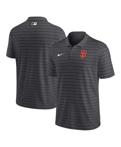 Nike Men's  Charcoal San Francisco Giants Authentic Collection Victory Striped Performance Polo Shirt