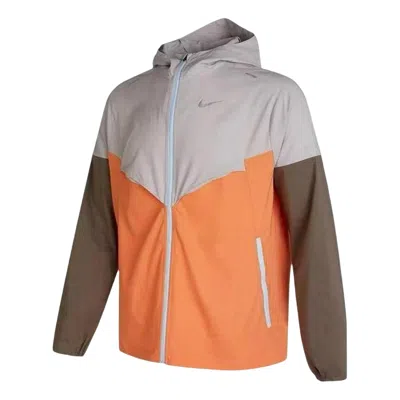 Nike Men's  Colorblock Zipper Hooded Sports Hooded Long Sleeves Jacket Multicolor In Orange