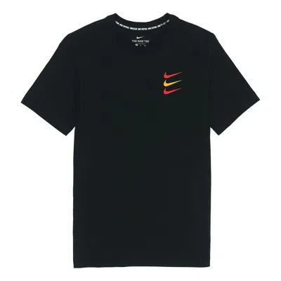 Nike Men's  Contrasting Colors Logo Sports Round Neck Short Sleeve Black T-shirt