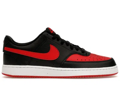 Pre-owned Nike Men's  Court Vision Low Next Nature Bred Sneakers In Black/white/university Red
