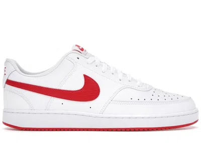 Pre-owned Nike Men's  Court Vision Low Sneakers In White/university Red
