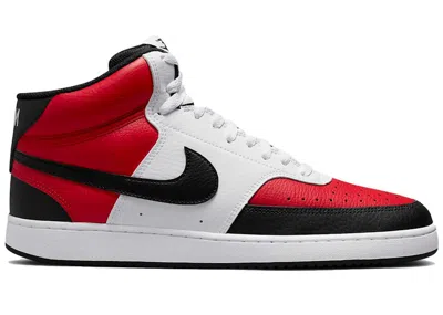 Pre-owned Nike Men's  Court Vision Mid Red Sneakers In University Red/white/black