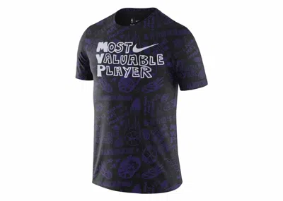 Pre-owned Nike Men's  Courtside Printed Loose Fit Short Sleeve Loose Fit T-shirt In Black