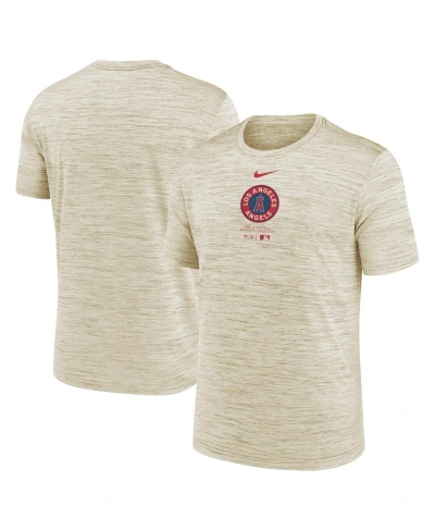 NIKE MEN'S NIKE CREAM LOS ANGELES ANGELS CITY CONNECT PRACTICE VELOCITY PERFORMANCE T-SHIRT