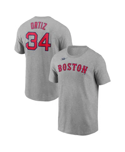Nike Men's  David Ortiz Heather Gray Boston Red Sox Name And Number T-shirt