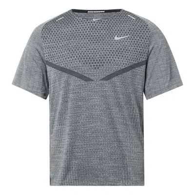 Nike Men's  Dri-fit Adv Techknit Ultra Solid Color Reflective Running Sports Short Sleeve Gray