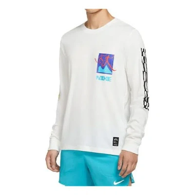 Nike Men's  Dri-fit A.i.r. Running Training Sports Long Sleeves Sail White T-shirt