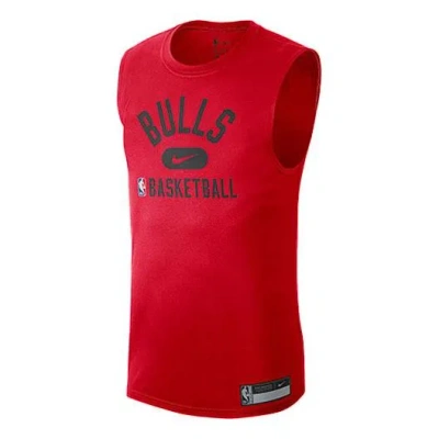 Nike Men's  Dri-fit Chicago Bulls Training Sports Quick Dry Sleeveless Red T-shirt