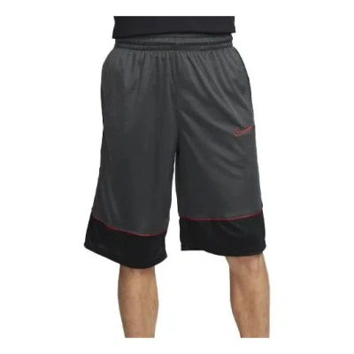 Nike Men's  Dri-fit Contrast Color Stitching Elastic Waistband Sports Black Gray Shorts