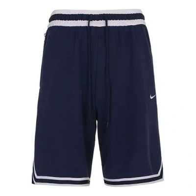 Nike Men's  Dri-fit Dna Logo Printing Stripe Drawstring Lacing Sports Shorts Deep Navy Blue