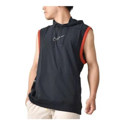 Nike Men's  Dri-fit Micro Mark Quick Dry Breathable Hooded Training Sports Sleeveless Black T-shirt