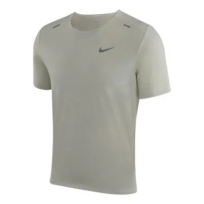 Nike Men's  Dri-fit Rise 365 Breathable Soft Solid Color Running Short Sleeve Light Bone T-shirt In White