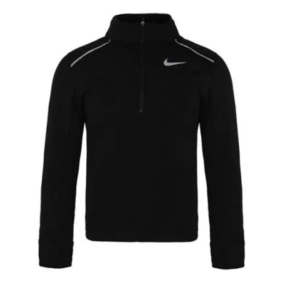 Nike Men's  Dri-fit Running Training Fleece Lined Sports Long Sleeves Black T-shirt