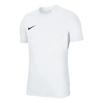 Nike Men's  Dri-fit Solid Color Logo Casual Sports Short Sleeve White T-shirt