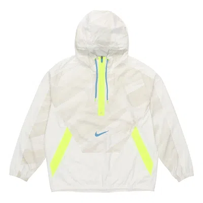 Nike Men's  Dri-fit Sport Clash Hooded Half Zipper Athleisure Casual Sports Pullover Jacket Autumn Cr In White