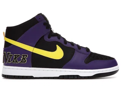 Pre-owned Nike Men's  Dunk High Emb Lakers Sneakers In Black/court Purple/varsity Yellow