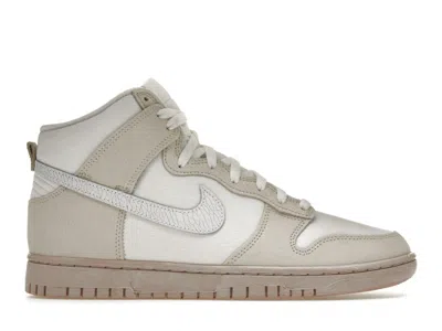 Pre-owned Nike Men's  Dunk High Retro Prm Cracked Leather Swoosh Sneakers In Summit White/phantom