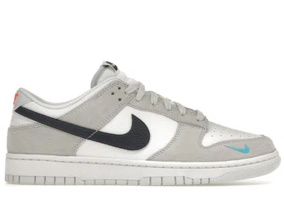 Pre-owned Nike Men's  Dunk Low Aqua Mini Swoosh Sneakers In White/grey/navy Blue In Multi