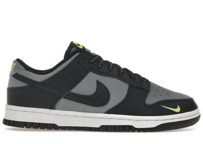 Pre-owned Nike Men's  Dunk Low Black Mini Swoosh Sneakers In Cool Grey/volt/reflect Silver In Multi