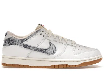 Pre-owned Nike Men's  Dunk Low New Americana Washed Denim Sneakers In White/midnight Navy Blue/gym Red In Multi