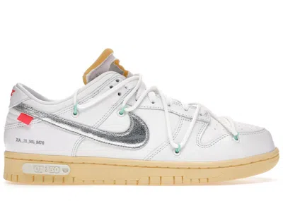 Pre-owned Nike Men's  Dunk Low Off Lot 1 Sneakers In White/metallic Silver/butter