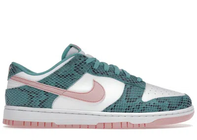 Pre-owned Nike Men's  Dunk Low Snakeskin Bleached Coral Sneakers In White/washed Teal/beach Coral