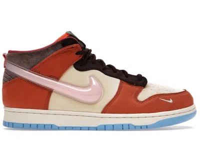 Pre-owned Nike Men's  Dunk Mid Social Status Free Lunch Chocolate Milk Sneakers In Dark Curry/tan/shy Pink In Multi