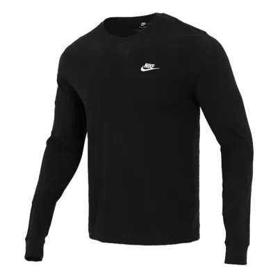 Nike Men's  Embroidered Logo Loose Sports Running Long Sleeves Black T-shirt