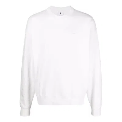 Nike Men's  Embroidered Logo Solid Color Round Neck Long Sleeves White