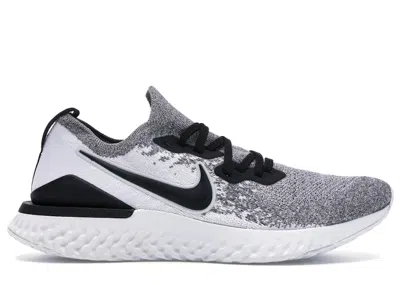 Pre-owned Nike Men's  Epic React Flyknit 2 White Sneakers In White Pure Platinum Black