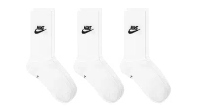 Pre-owned Nike Men's  Everyday Essential Socks (3 Pack) In White/black In Multi