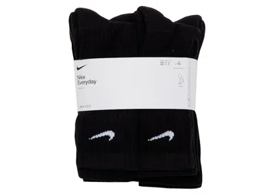 Pre-owned Nike Men's  Everyday Plus Cushioned Crew Socks (6 Pairs) In Black