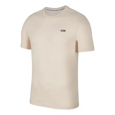 Nike Men's  F.c. Dri-fit Solid Color Logo Round Neck Short Sleeve Creamy White T-shirt In Metallic